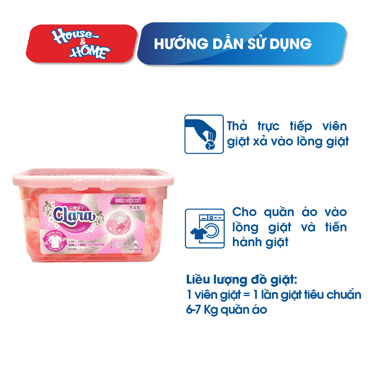 Viên giặt xả Clara hương hoa thanh khiết Hộp 30 viên