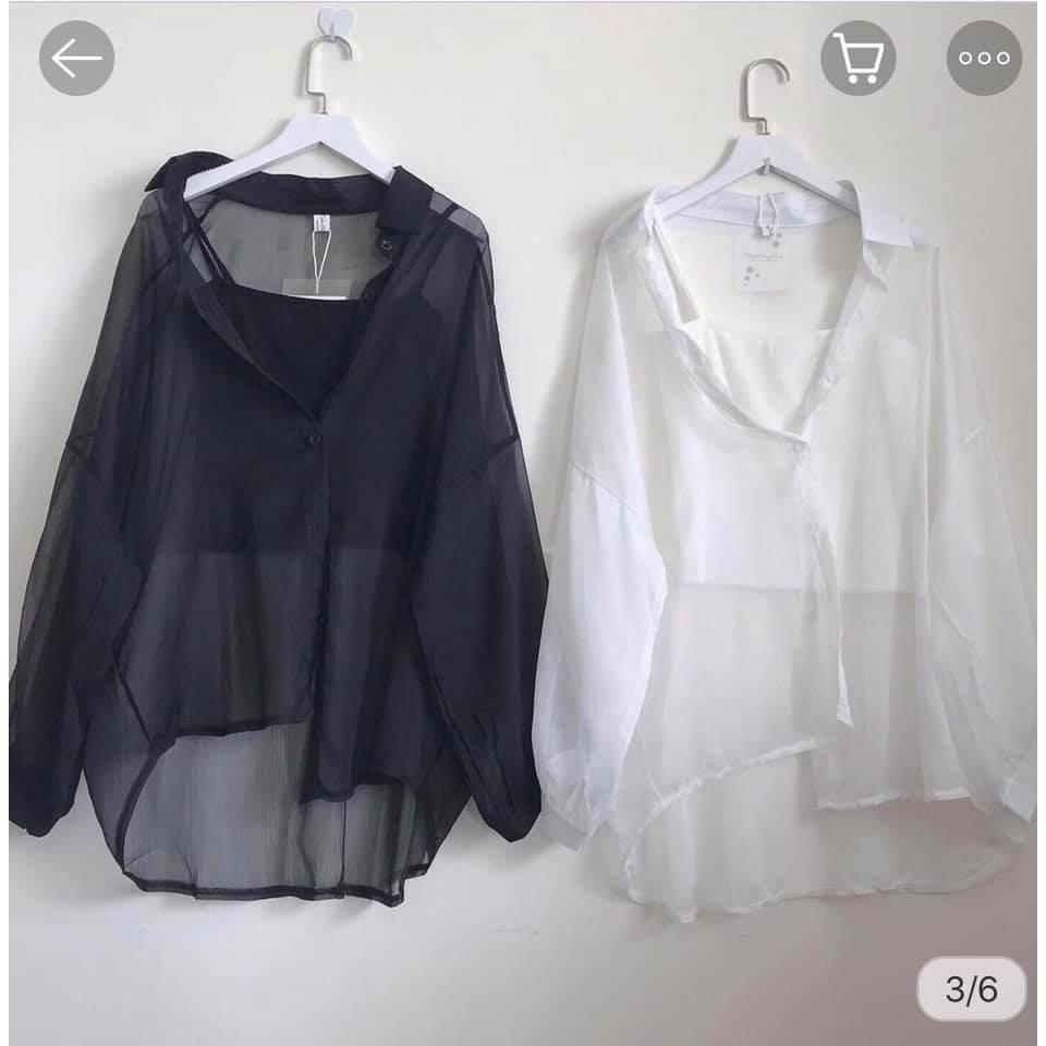 Set Áo Sơ Mi Giấy Kèm Áo Trong 2 Màu Siêu Xinh