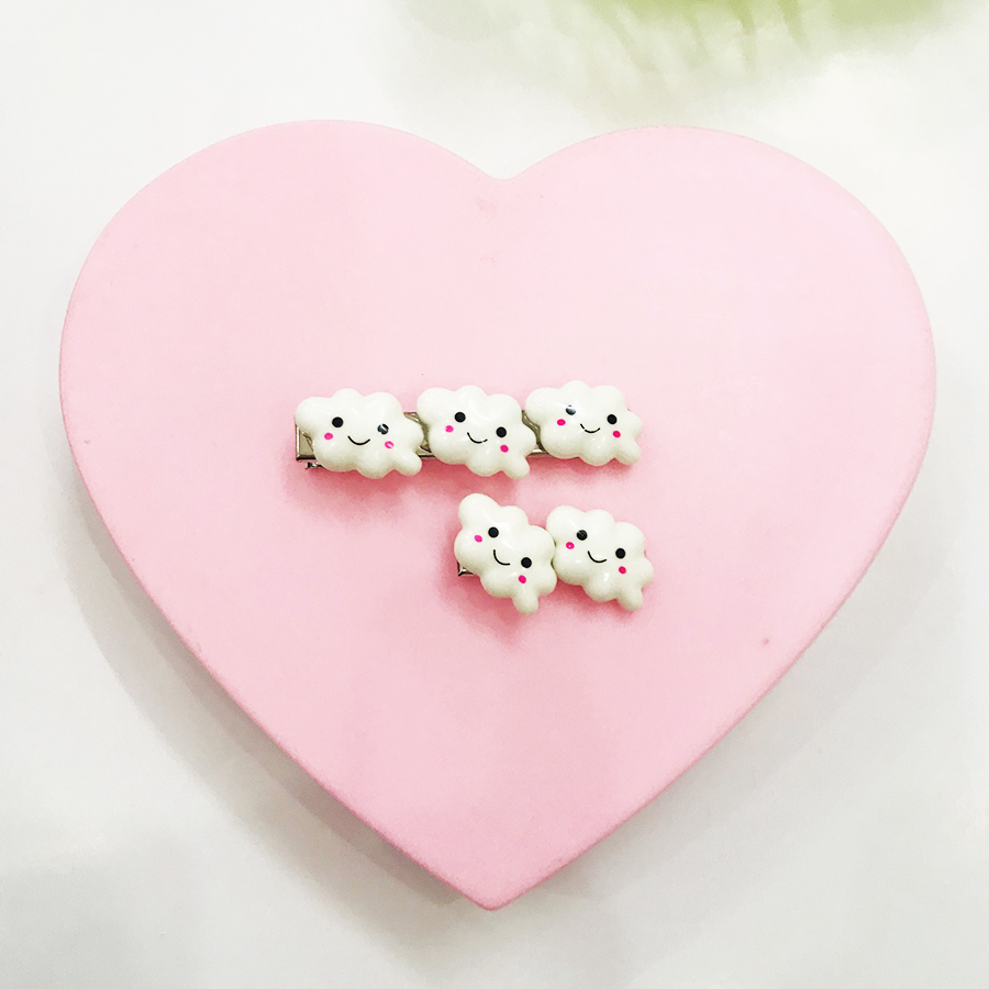 Set 2 phụ kiện tóc hình đám mây trắng thời trang nữ Hàn Quốc