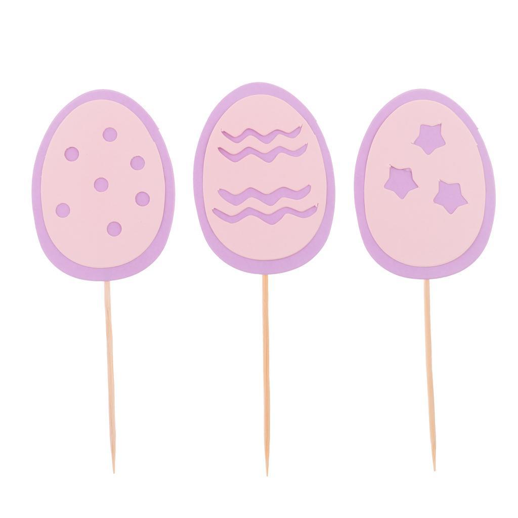 3pcs/Set Happy Easter Eggs Cupcake Picks Cake Topper Easter Decor