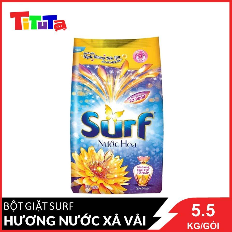 Bột giặt Surf Hương nước xả vải (Tím) Gói lớn 5.5kg