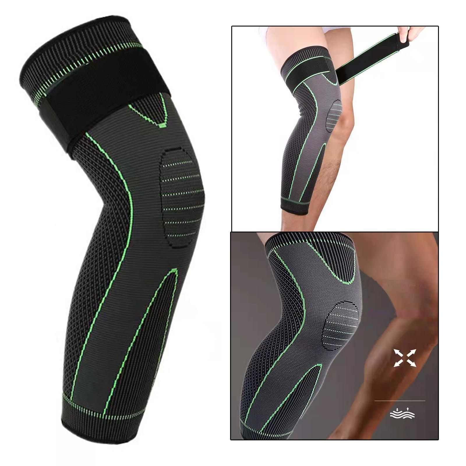Elastic Knee Brace Pressure Long Compression Sleeve Breathable Knee Protector for Running Basketball Cycling Sports Injury Recovery