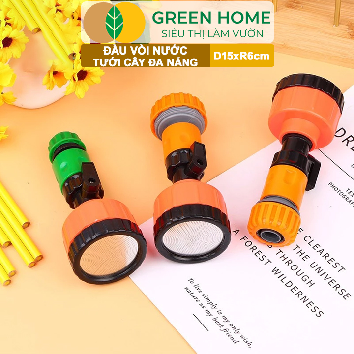 Đầu Vòi Tưới Nước Đa Năng GreenHome , D15xR6cm, Chế Độ Phun Mưa, Phun Sương Làm Vườn Tưới Cây