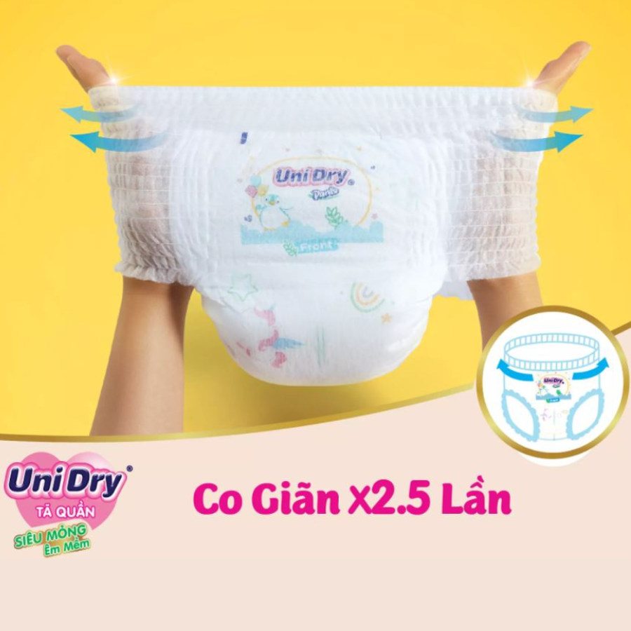 Tã Quần Siêu Mỏng UniDry Ultrathin Gói Cực Đại Size M74 (74 miếng)