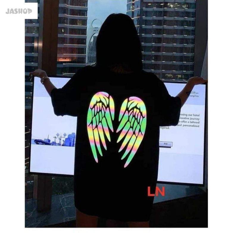 Áo phông thun tay lỡ thời trang nam nữ - áo hè đôi cánh phản quang - form thụng unisex, đủ size chất cotton mềm mịn