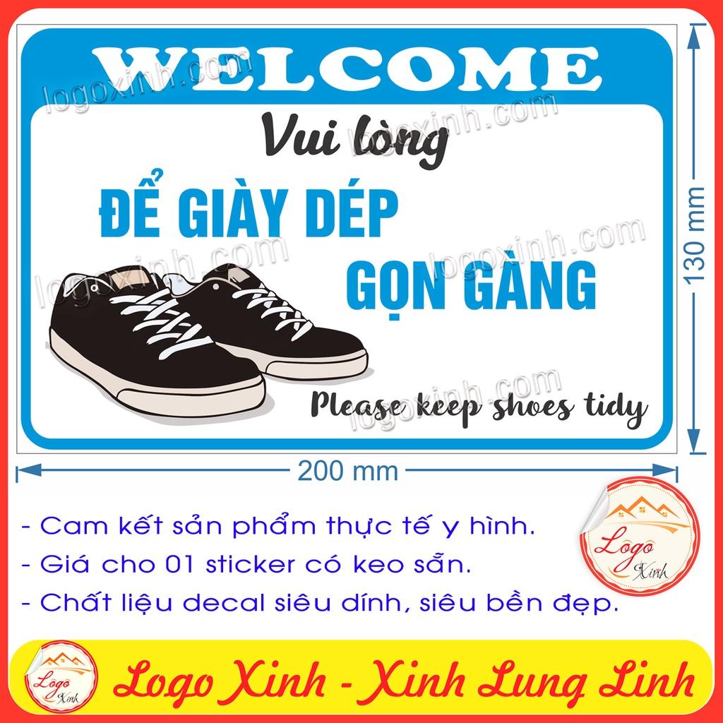 Logo Tem Sticker Yêu Cầu Để Giày Dép Gọn Gàng Đúng Nơi Quy Định - Please Keep Shoes Tidy - Cất Giày Dép Ngăn Nắp