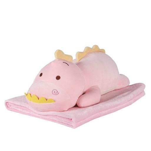 Bộ chăn gối văn phòng gấu bông khủng long, hà mã, heo xinh 60cm siêu đáng yêu