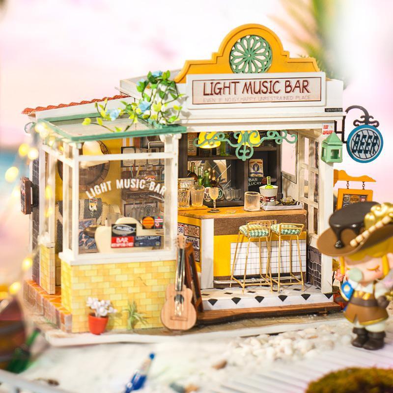 Mô hình nhà DIY Doll House Light Music Bar DG147 Miniature