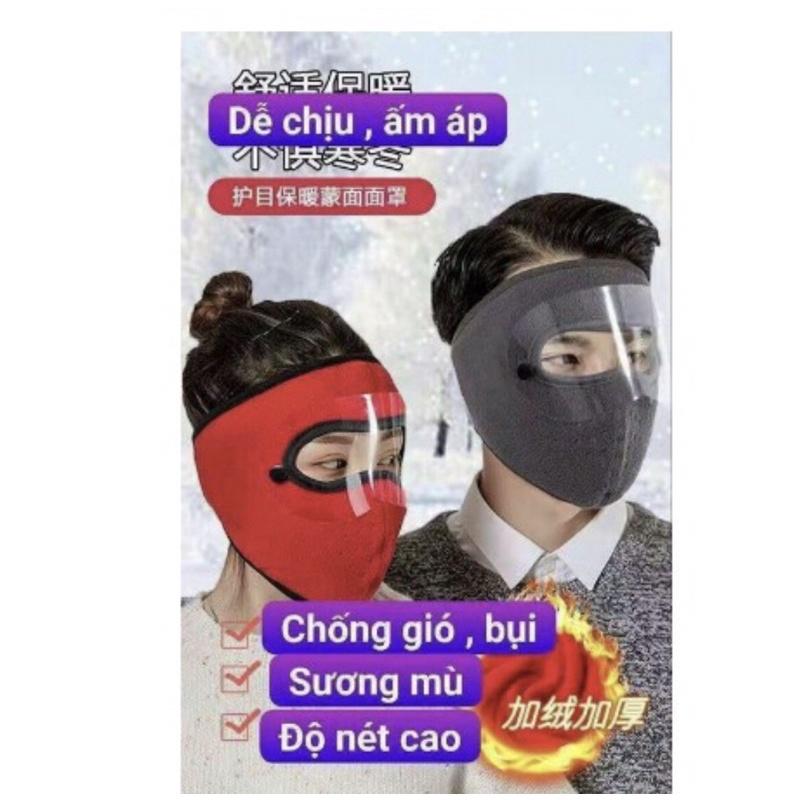 Khẩu trang nija nỉ có kính bảo vệ mắt che kính và không kính màu ngẫu nhiên