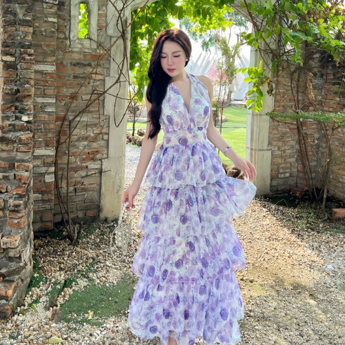 Đầm maxi Ruzimay Style Xếp Tầng Dáng Xòe Đi Biển R0300