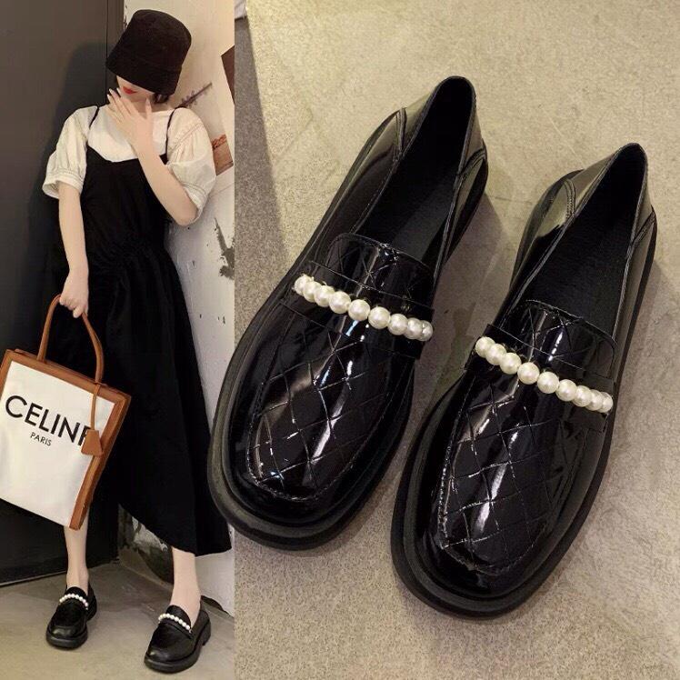 Giày LOLITA nữ da bóng, da lì ulzzang phong cách Hàn Quốc - GIÀY TÂY ĐÍNH NGỌC SANG CHẢNH