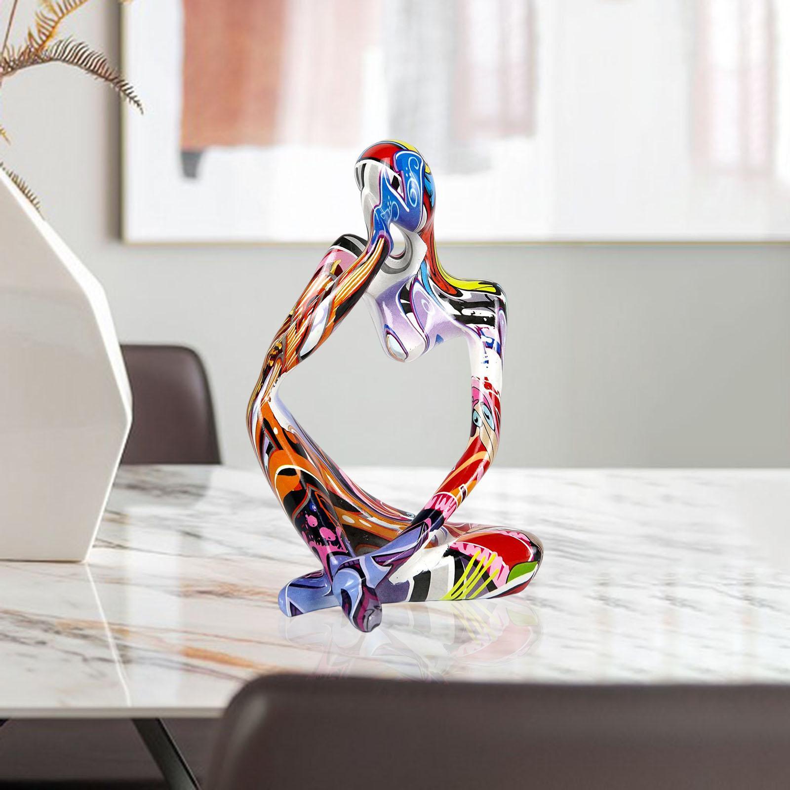 Abstract Thinker Statue Resin Figurine Ornament for Tabletop Bookshelf Decor