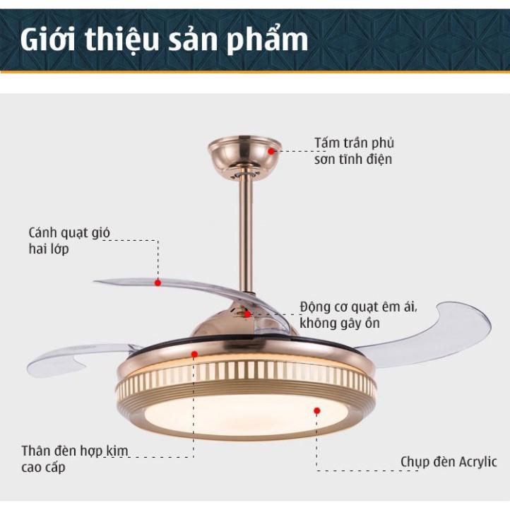 Đèn quạt trần COPAS kiểu dáng Bắc Âu hiện đại cánh cụp cánh xòe,quạt đèn cánh xếp, điều khiển từ xa .