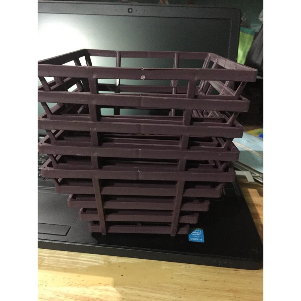Combo 5 chậu nhựa giả gỗ vuông 19cm