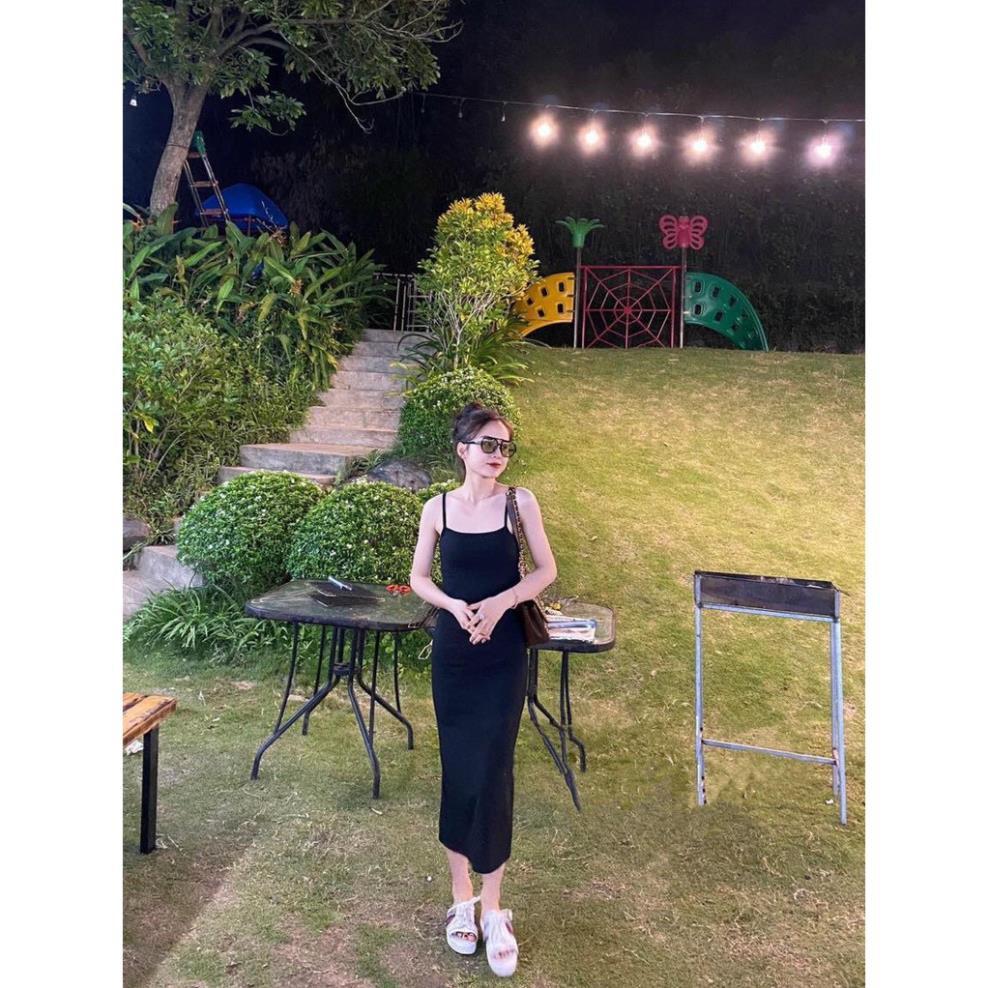 ĐẦM MAXI 2 DÂY ĐEN BASIC