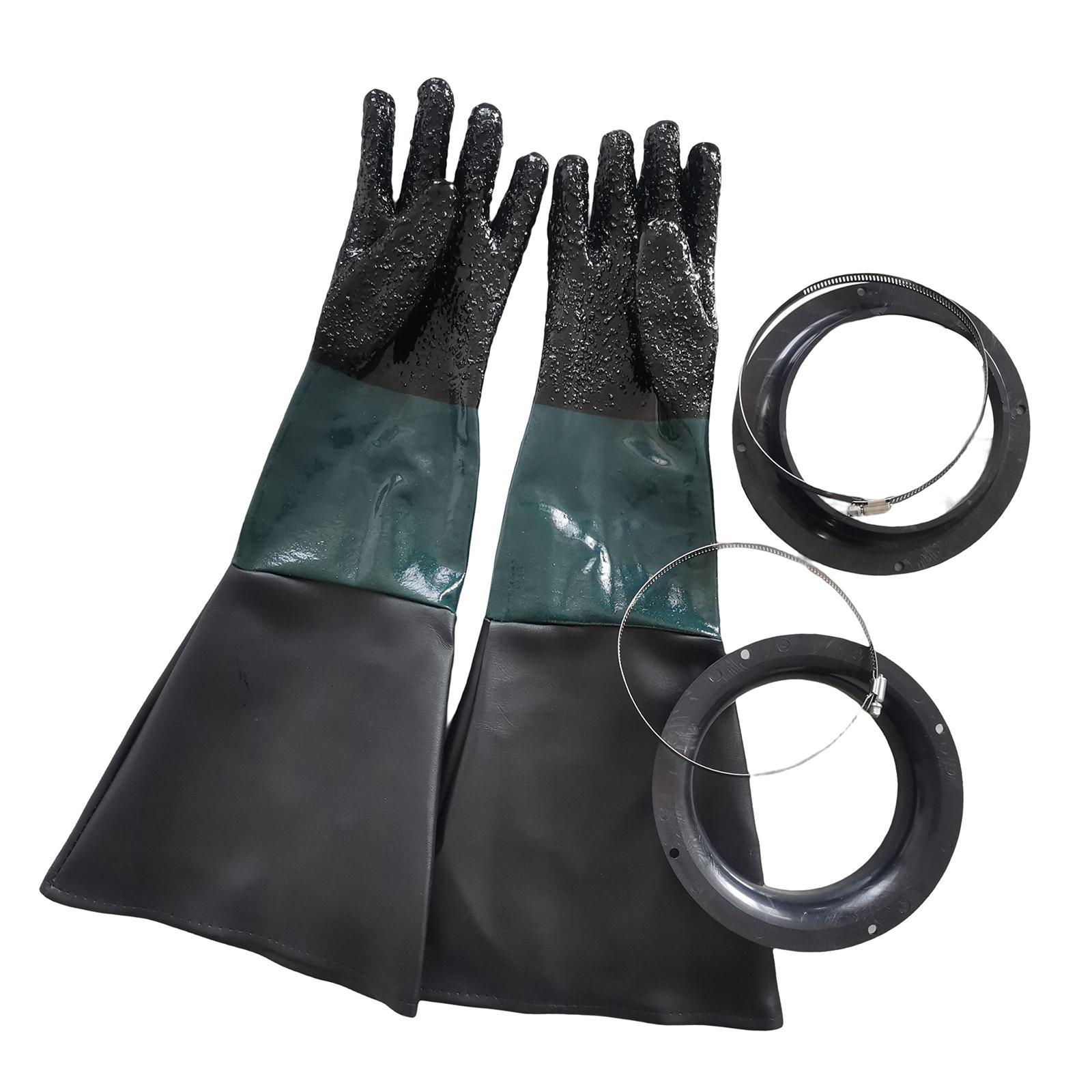 Professional Sandblasting Gloves with Clamp Hoop for Sandblasting Cabinet