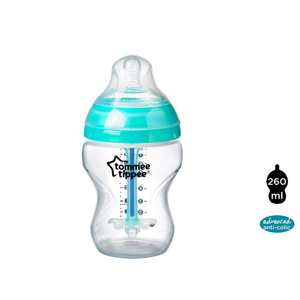Bình sữa siêu chống đầy hơi kèm báo nhiệt Tommee Tippee Advanced Anti-Colic 260ml, núm ty đi kèm 0-3 tháng
