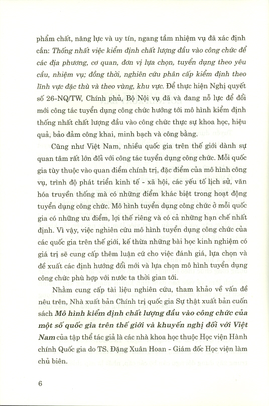 Mô Hình Kiểm Định Chất Lượng Đầu Vào Công Chức Của Một Số Quốc Gia Trên Thế Giới Và Khuyến Nghị Đối Với Việt Nam