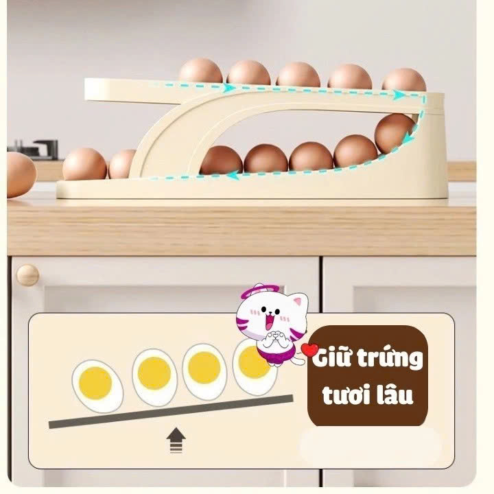 Hộp đựng trứng 15 quả - Khay nhựa đựng trứng gà, vịt để tủ lạnh tiện dụng  - Hàng loại 1 chính hãng