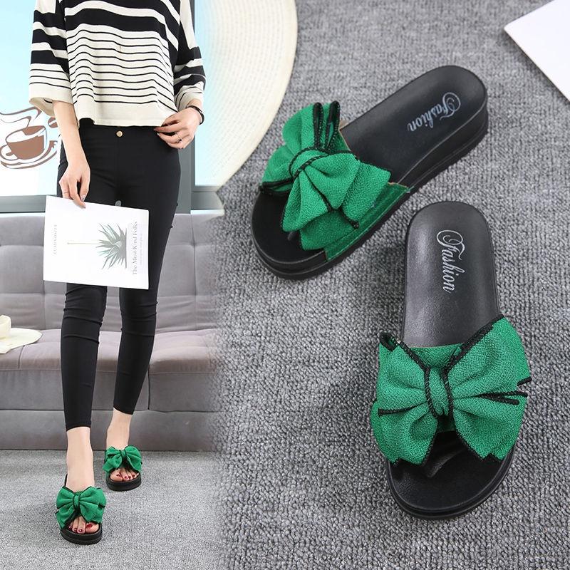 slippers women's summer new style fashionable external sandals outdoor flip flops bowknot home slippers