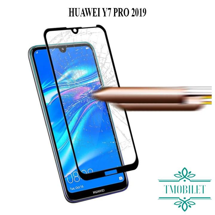 Kính Cường Lực Dành Cho Điện Thoại Huawei Y7 Pro 2019 Full Màn Hình Full Keo 9D - Màu Đen
