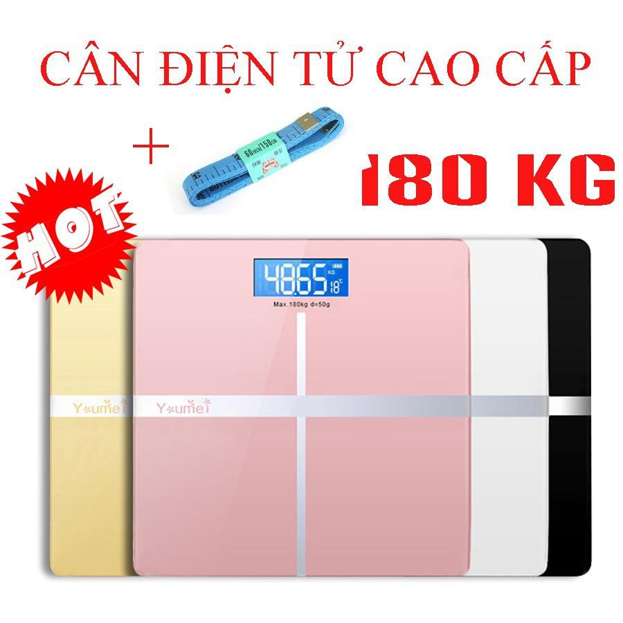 Cân Điện Tử, Cân Sức Khỏe Hình Chữ Thập, Trọng Lượng Tối Đa 200Kg, Tặng Kèm Thước Dây