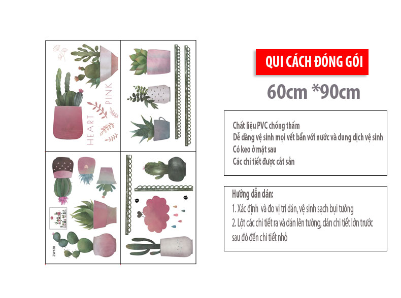 Hình ảnh Sticker Giấy Dán Tường Decal Dán tường Mẫu Hoa Lá Cực Xinh ZH029