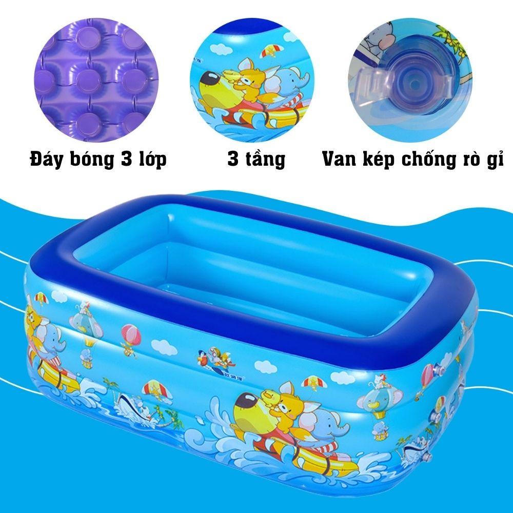 Bể bơi phao thành cao cho bé Hồ phao bơi lớn cho em bé và trẻ em kích thước 1m3 1m5 1m8 2m1