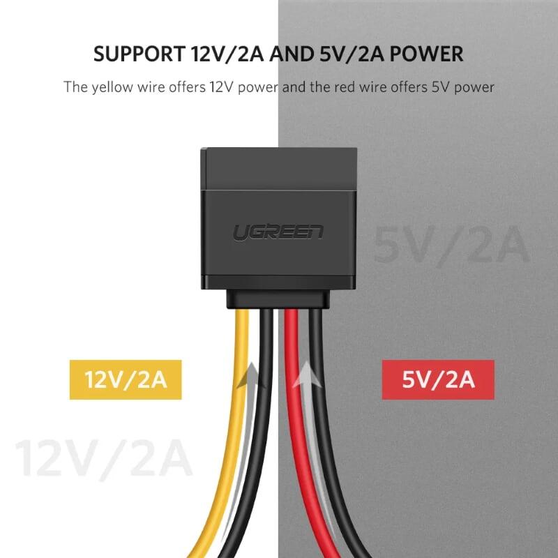 Ugreen UG50718US283TK 0.2M Cáp nguồn SATA 15 chân cao cấp - HÀNG CHÍNH HÃNG