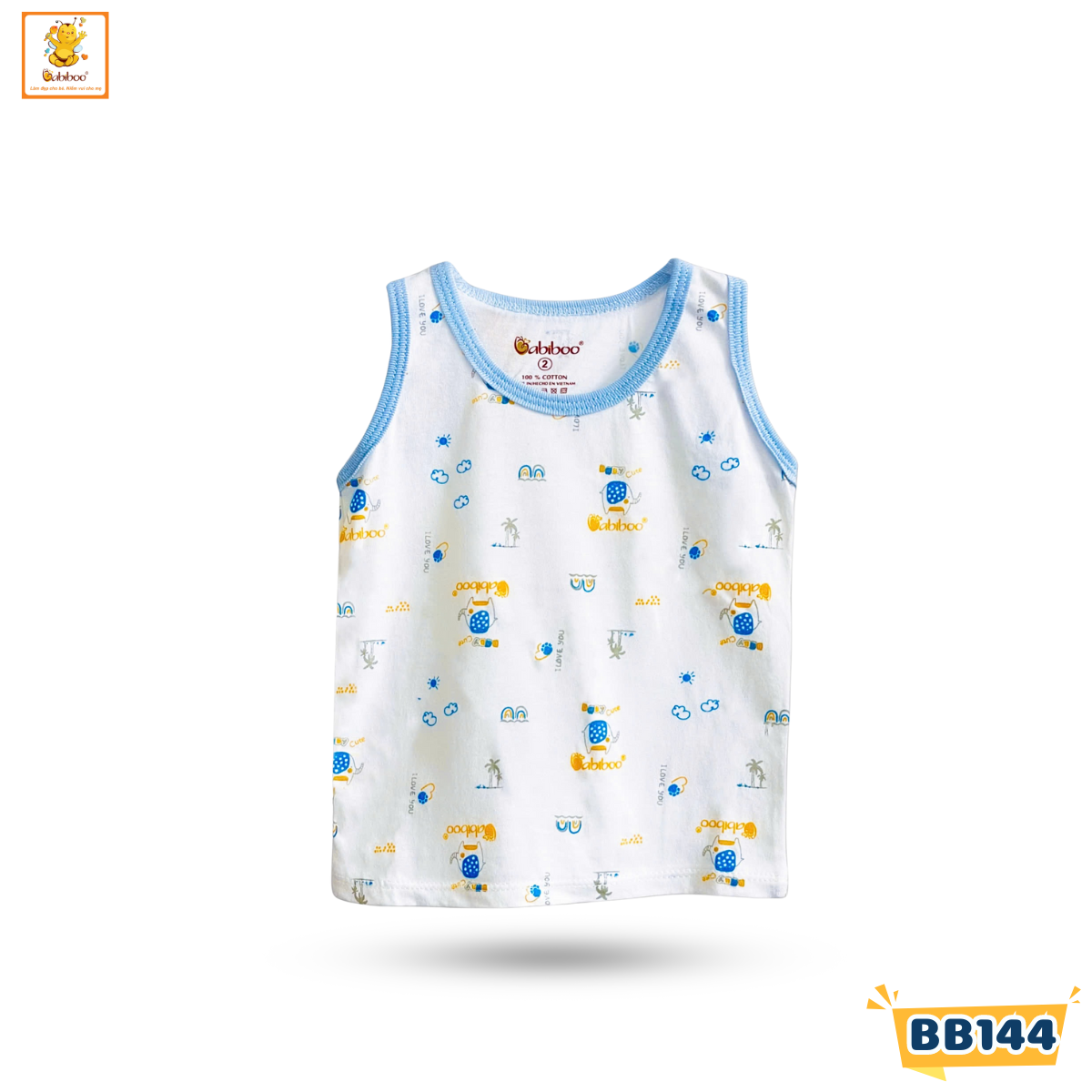 Áo ba lỗ cho bé Babiboo áo sơ sinh cotton 2 chiều mặc mùa hè in hình dễ thương BB144