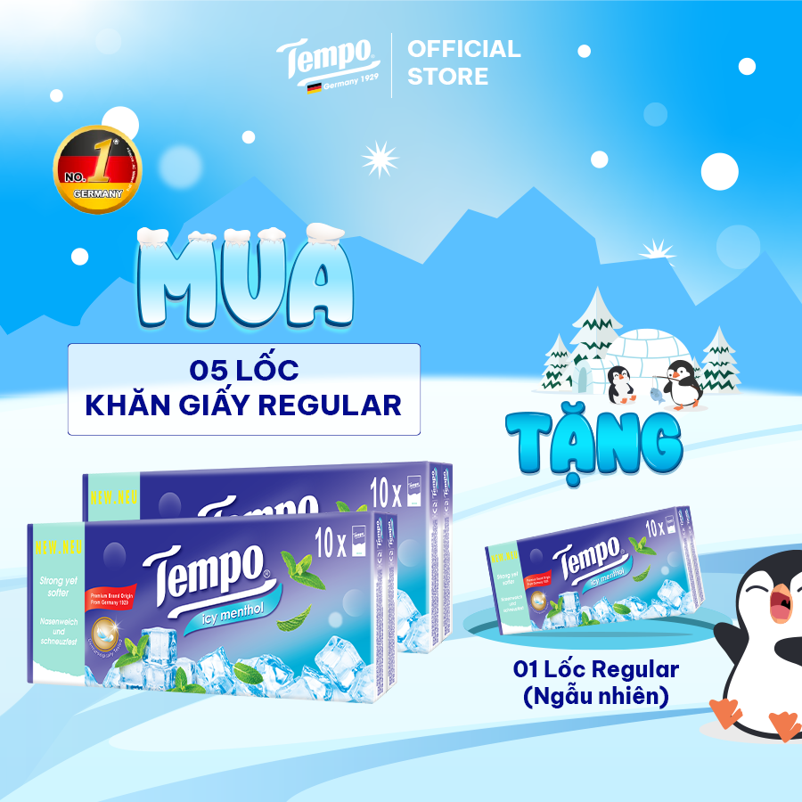 [MUA 5 LỐC TẶNG 1 LỐC BỎ TÚI REGULAR] Khăn Giấy Bỏ Túi Tempo Regular 10 Gói Bền Dai Thương Hiệu Đức