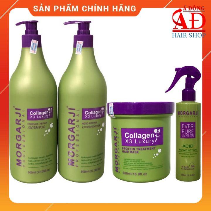 BỘ DẦU GỘI XẢ HẤP DƯỠNG MORGARJI COLLAGEN 3X LUXURY MỀM MƯỢT PHỤC HỒI TÓC