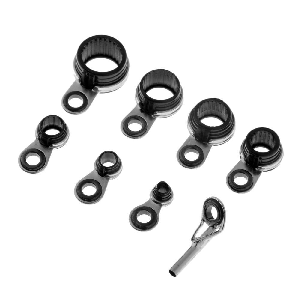 2x8pcs Mixed Size Fishing Rod Guides Eye Top Tip Line Rod Repair Kit
