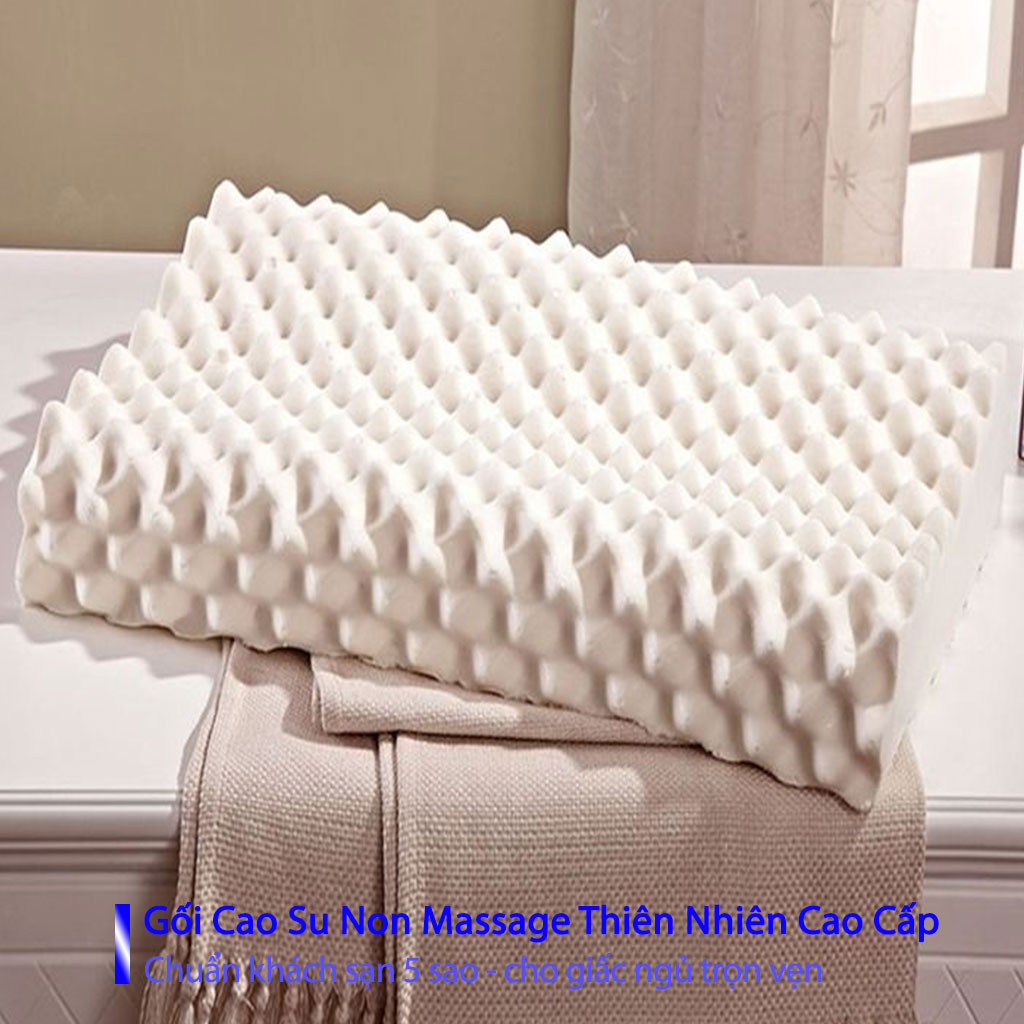 Gối Cao Su Non Massage Cho Người Đau Vai Gáy Gối Đầu Nằm Ngủ Massage Kê Chống Mỏi Cổ Từ Cao Su Non Thiên Nhiên Cao Cấp Cho Người Lớn 50cmx70cm- Chuẩn Khách Sạn 5 Sao
