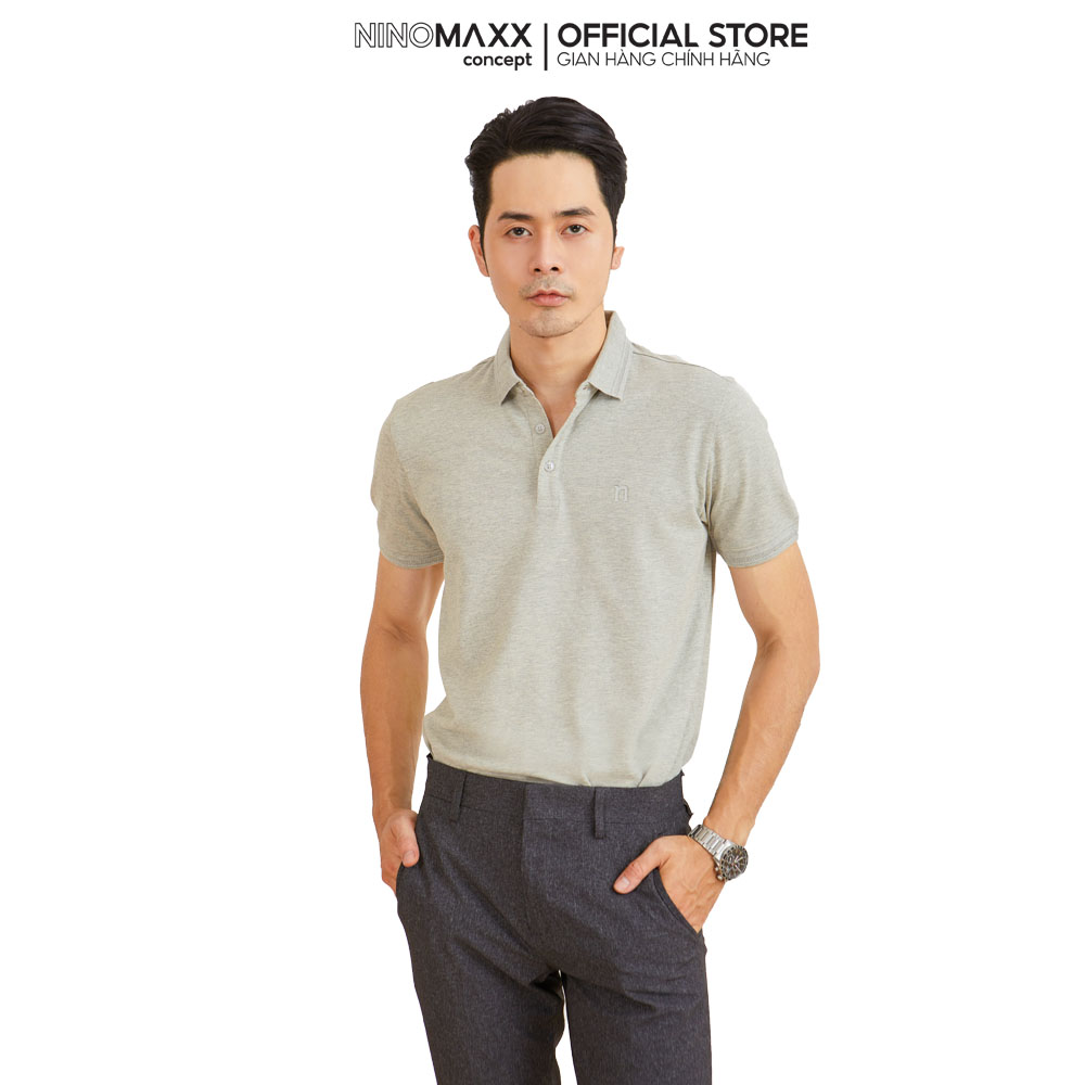 N&amp;M CLUB Áo polo Basic nam tay ngắn chất liệu cotton xám 2104034