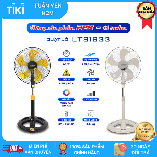 Quạt Lửng Thân Sắt Senko LTS1632 - Màu ngẫu nhiên - Hàng Chính Hãng