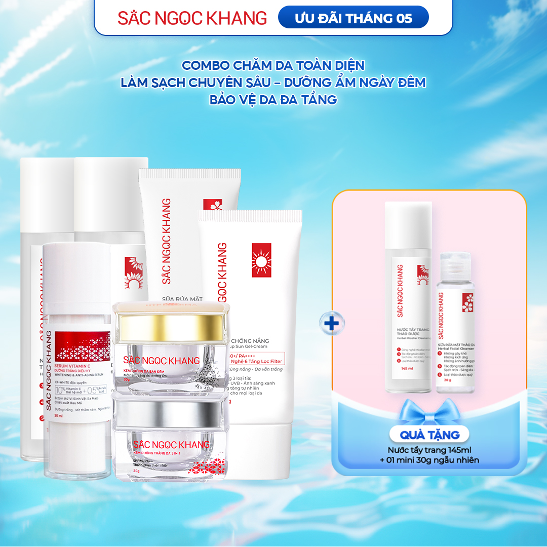 [COMBO 7 món] Chăm sóc da toàn diện dưỡng da cơ bản + kem dưỡng da ban ngày (30ml) + ban đêm (30g) + Serum dưỡng trắng diệu kì 30ml