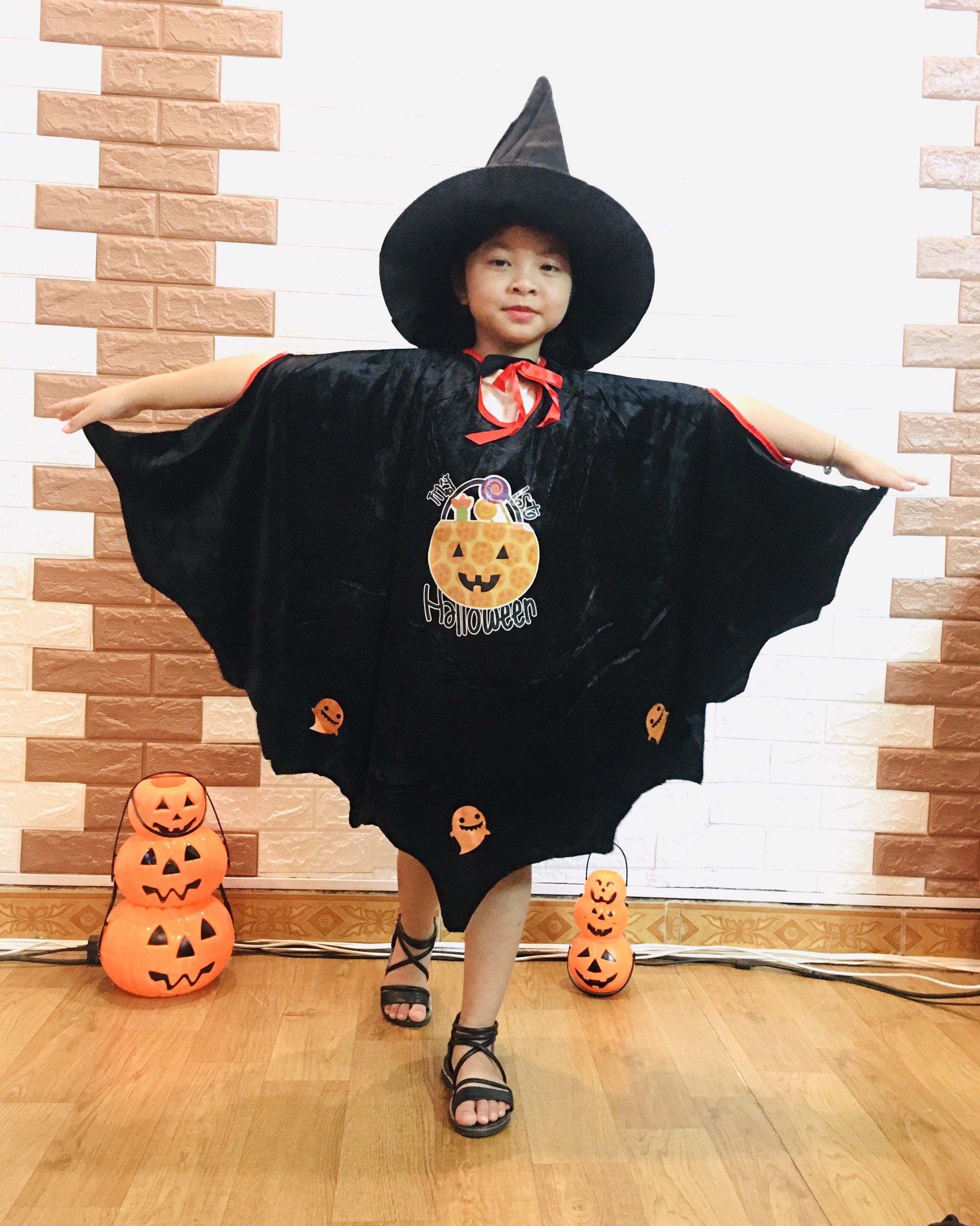 Set Áo choàng kèm mũ chất liệu nhung mềm dày đẹp hoá trang halloween