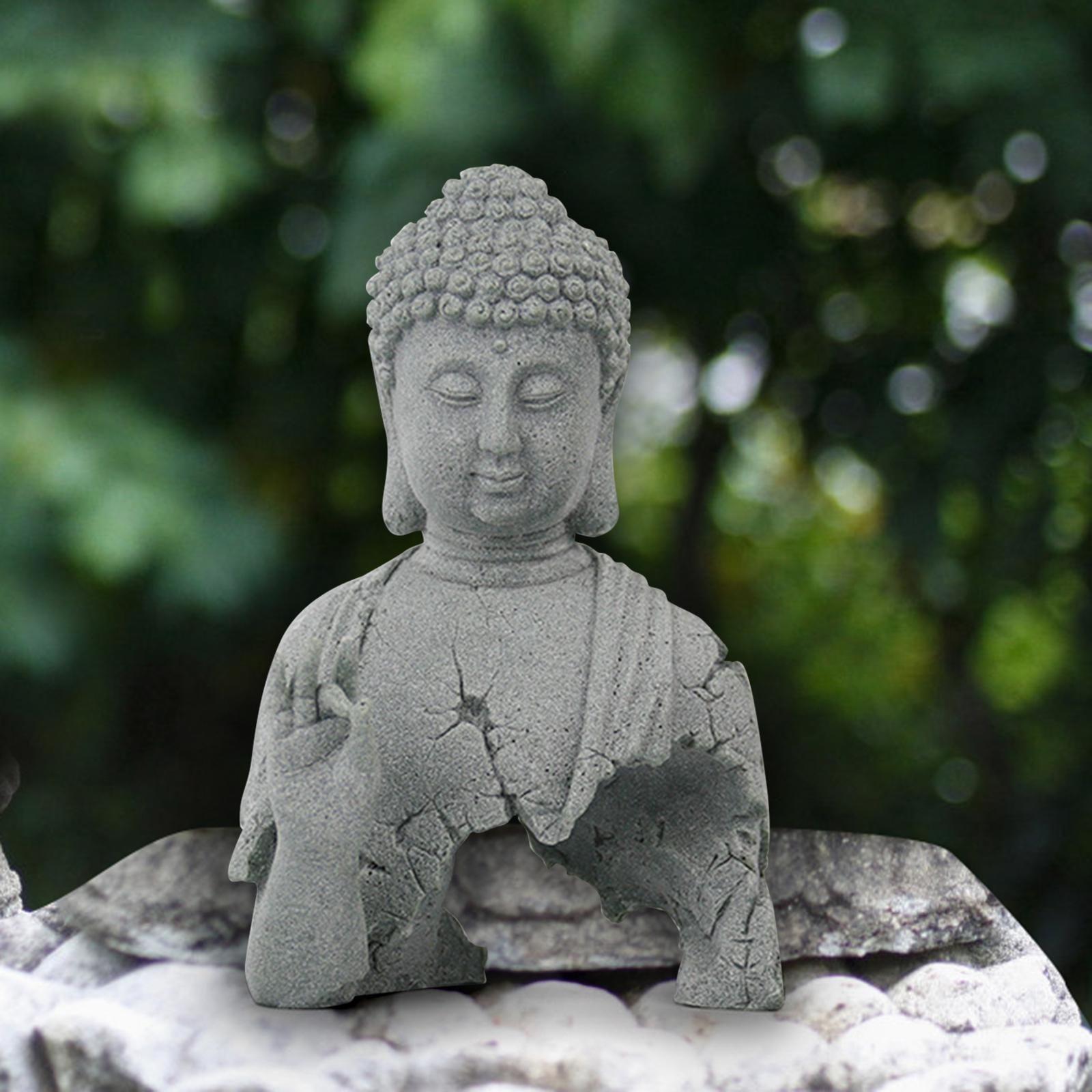 Antique Buddha Statue Decorative Figurine Zen Meditation Hand Carved Showpiece for Landscaping Tea Room Tabletop Yard Meditation Decoration