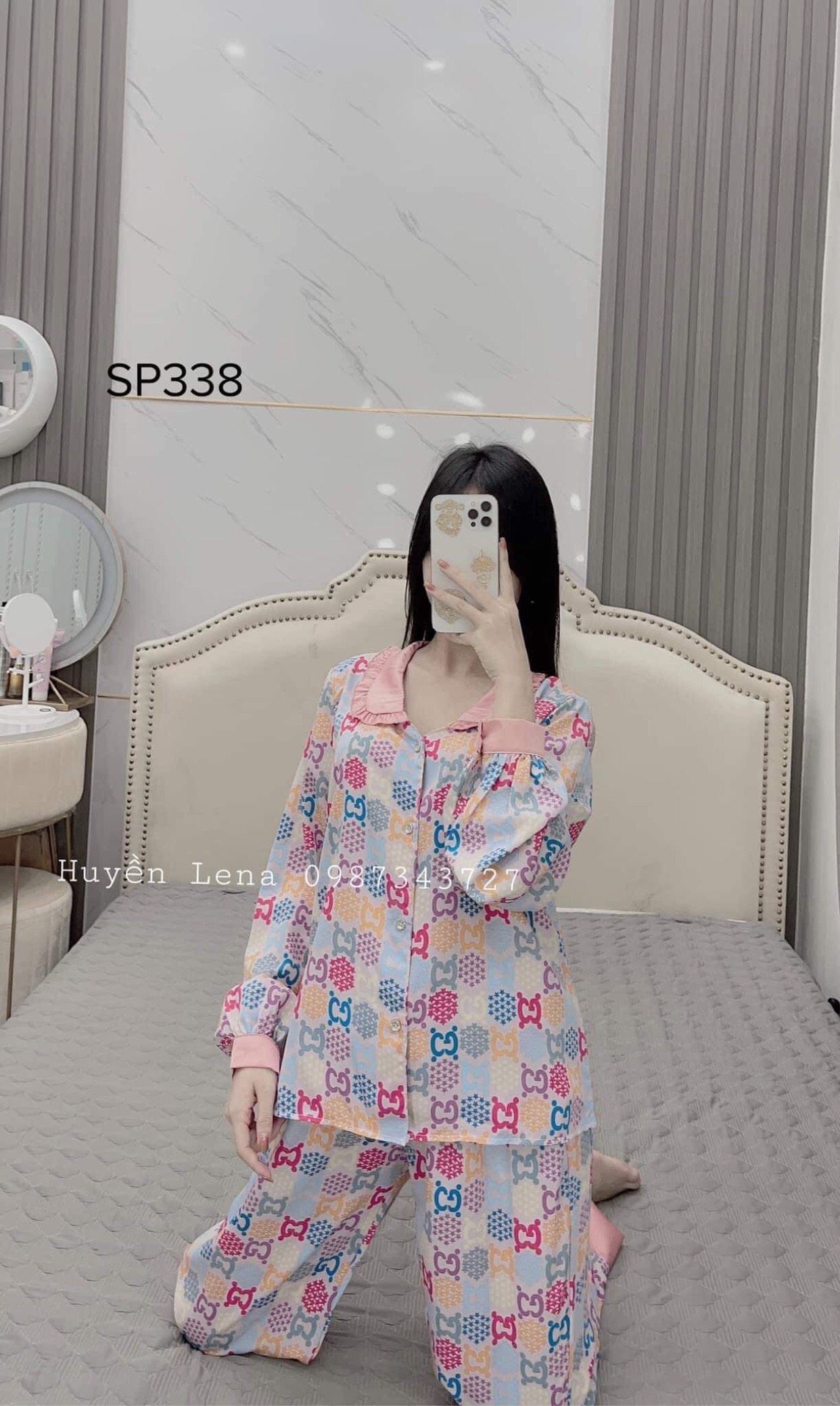 Bộ pijama cổ bèo tay dài chất liệu mango cao cấp, bộ đồ ngủ nữ họa tiết hoa dễ thương đáng yêu DD06