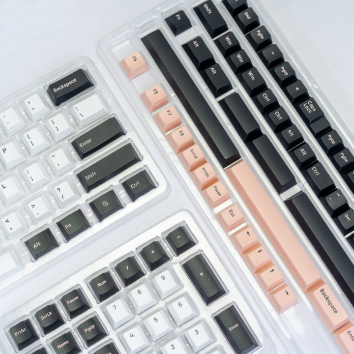 Bộ Keycaps E-Dra White Olivia PBT Doubleshot 1.5mm - Cherry Profile - 166 nút tương thích mọi Layout (Hồng-Trắng) EKC7102