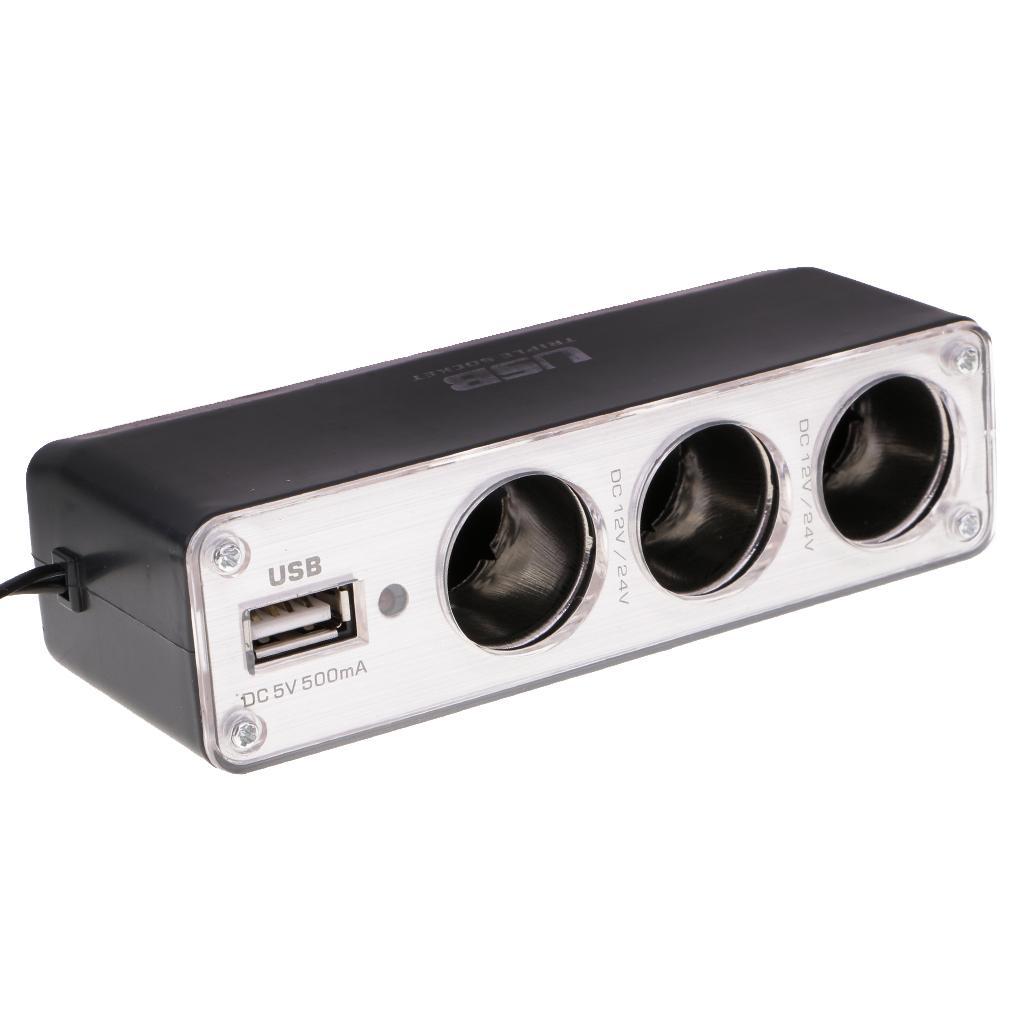 DC 12V USB Port Socket Car Lighter Splitter Adapter Charger