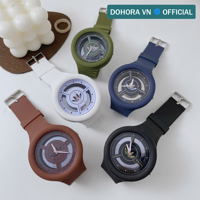 Đồng hô thời trang nam nữ mặt tròn Inschic DSDH98 chống nước sinh hoạt nhẹ dây nhựa dành cho học sinh cấp 2 sinh viên - Đồng hồ cặp đôi nam nữ chống nước giá rẻ