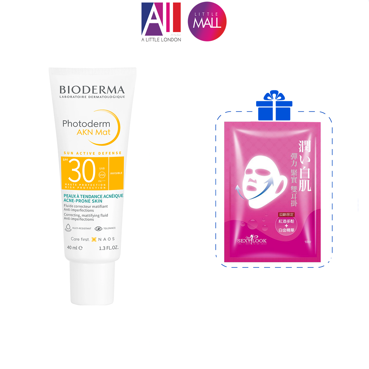 Kem chống nắng cho da hỗn hợp dầu Bioderma photoderm akn mat spf30 40ml TẶNG mặt nạ Sexylook (Nhập khẩu)