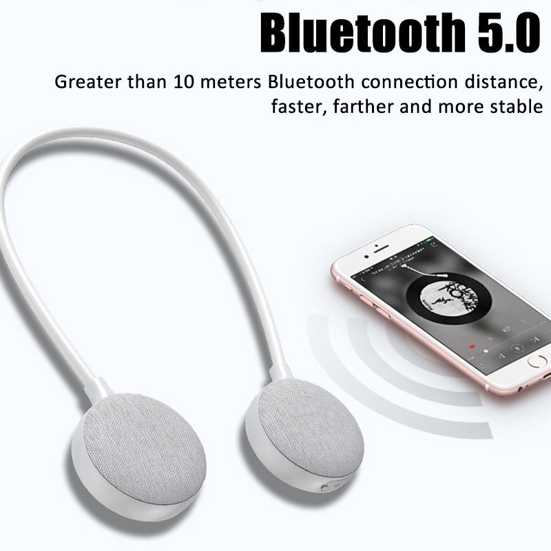 Loa Bluetooth có thể đeo được Loa di động có dây đeo cổ linh hoạt Hộp âm thanh Vải chống nước IPX4 Máy nghe nhạc TF MP3 không dây có MIC Màu sắc: Xám