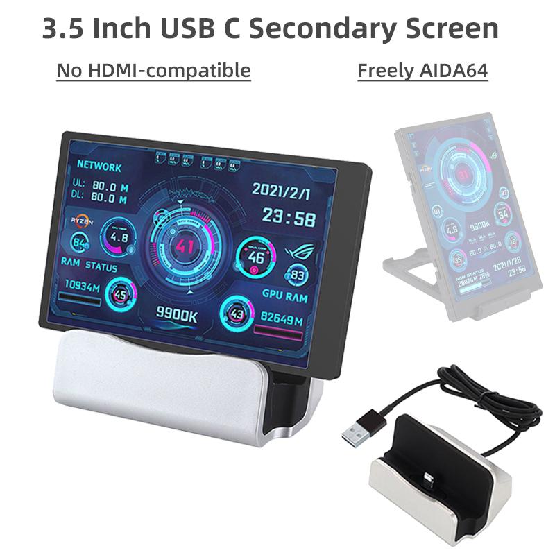 Màn hình thứ cấp 3,5 inch IPS C cho máy tính CPU GPU RAM HDD bị hỏng 328*480 màn hình LCD USB cho AIDA64 Windows 10 11