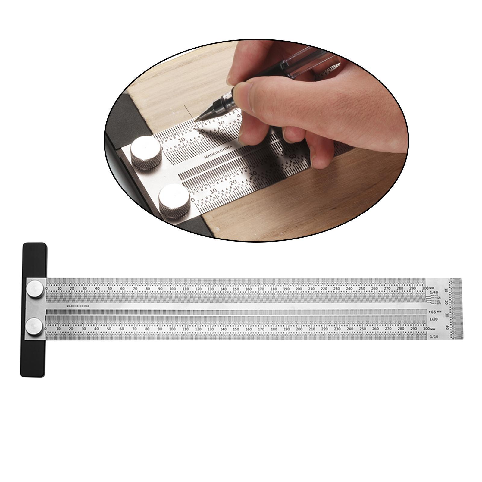2x T Type Hole Scale Ruler Woodworking Scribing Mark Line Gauge Carpenter