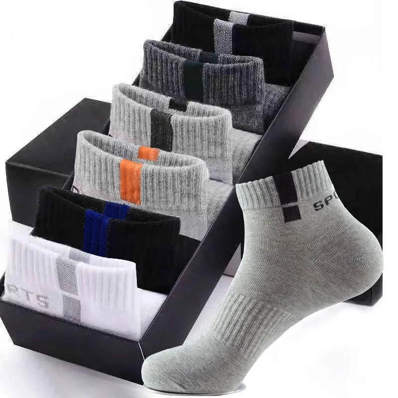 5 Cặp/lô Vớ Nam Lưới Lưới Thoáng Khí Thuyền Ngắn Cổ Tất Cotton Thun Thể Thao Thấm Hút Mồ Hôi Vớ Mắt Cá Chân Color: 1Pair
