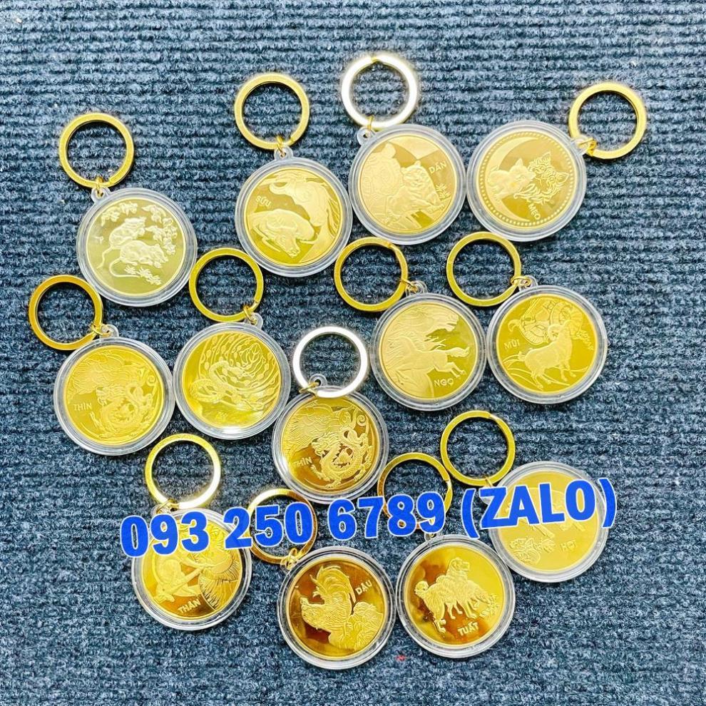 Móc Khóa Đồng Xu 12 Con Treo Xe Máy, Ô Tô Phong Thủy May Mắn