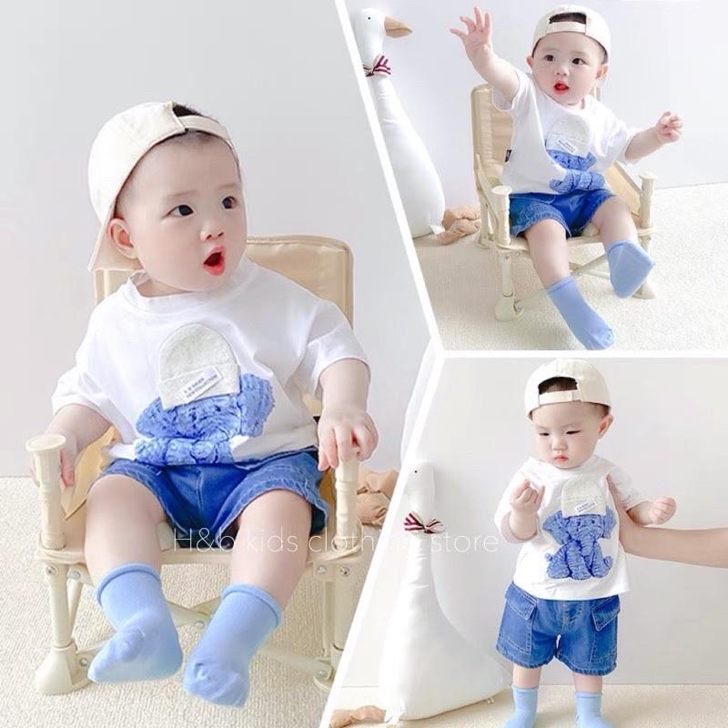 Set bộ cotton 4c co giãn mềm mịn cho bé trai 8-20kg